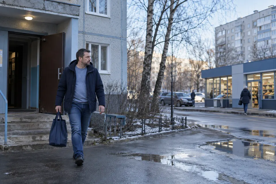 Дорога до смены во дворе жилого дома